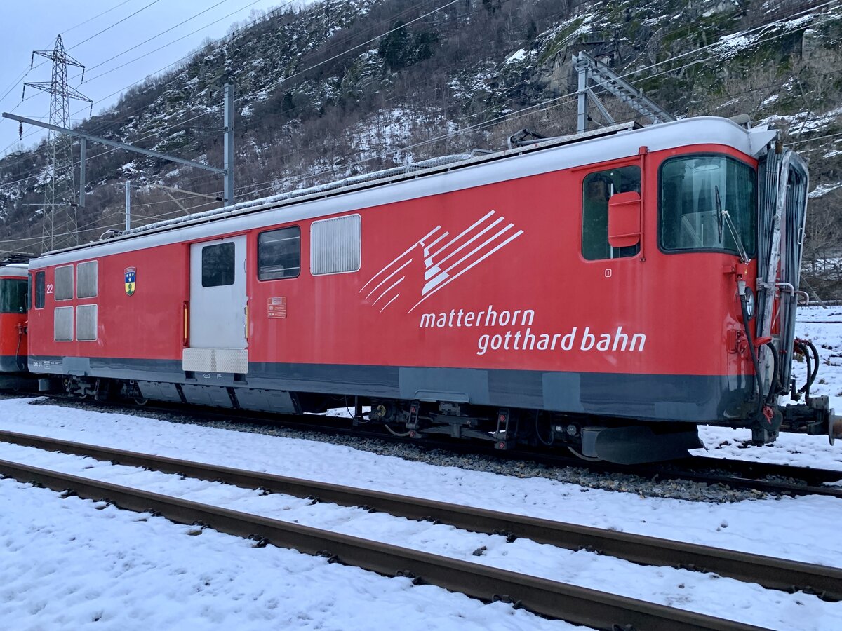 Die Deh 4/4 22  St. Niklaus  der MGB am 4.1.21 im Glisergrund abgestellt.