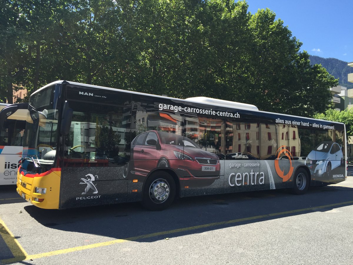 Neuer MAN Lions City im PostAuto Design und Überland Version für den Letsbus Brig-Glis am 28.7.16 in Brig.