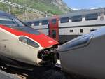 SBB und Trenitalia ETR 610 am 4.6.19 im Bahnhof Brig.