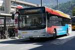 Einer der neuen MAN Lions City vom Ortsbus Brig-Glis am 29.7.16 auf einer Probefahrt in Brig.