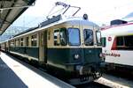 Der BDe 4/4 201  Burgdorf  vom Verein Pendelzug Mirage am 17.6.23 im Bahnhof Brig.
